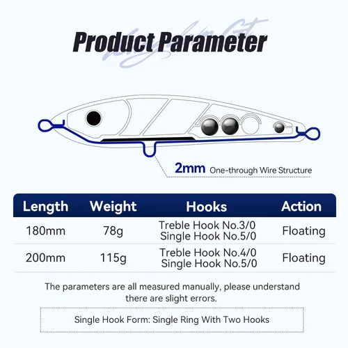 Imagen 2 del producto Kingdom GT Phantom-Señuelos tipo lápiz flotante, 180mm, 200mm, 78g, 115g, señuelo de pesca en el mar, cebos duros artificiales, pesca en agua salada