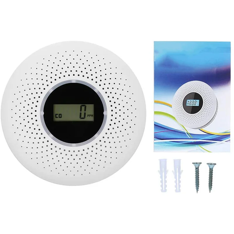 Carbon Monoxide and Smoke Combo Detector Battery Operated CO Alarm with LED Light Flashing Sound Warning