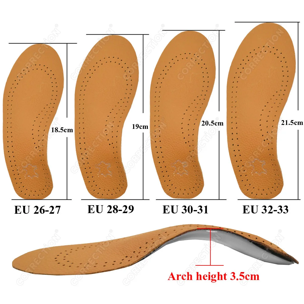 Flat Feet Orthotic Insoles Leather Arch Support O X Leg Correction Orthopedic Shoe Sole Latex Antibacterial Active Carbon Kids