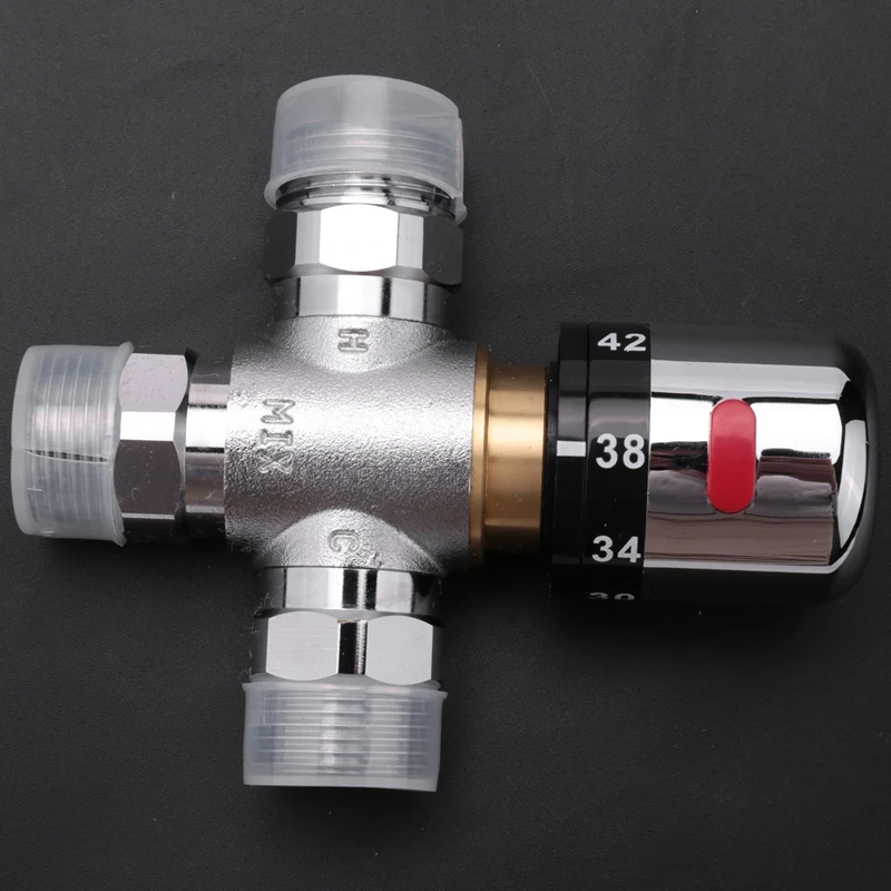 Solid Copper 3-Way Thermostatic Mixing Valve 3/4 Inch Solar Water Heater Valve Regulating Temperature Control Valve