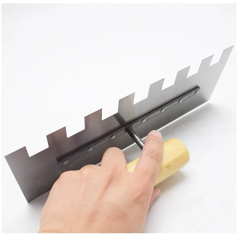 Tile Tools Carbon Steel Square Left Notched Trowel (Notch Size: 0.79X0.79"  ) Masonry for Wall Floor Tiling Installation