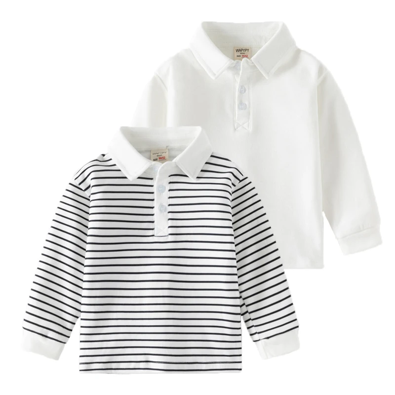 Cotton Polo Shirts for Boys Girls Striped Tops Kids 2 to 3 4 5 6 Years Long Sleeve Sweatshirts Spring Autumn Baby Clothes Child