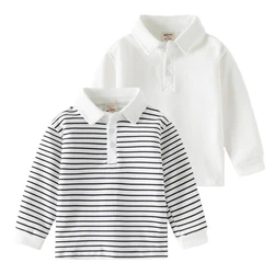 Cotton Polo Shirts for Boys Girls Striped Tops Kids 2 to 3 4 5 6 Years Long Sleeve Sweatshirts Spring Autumn Baby Clothes Child