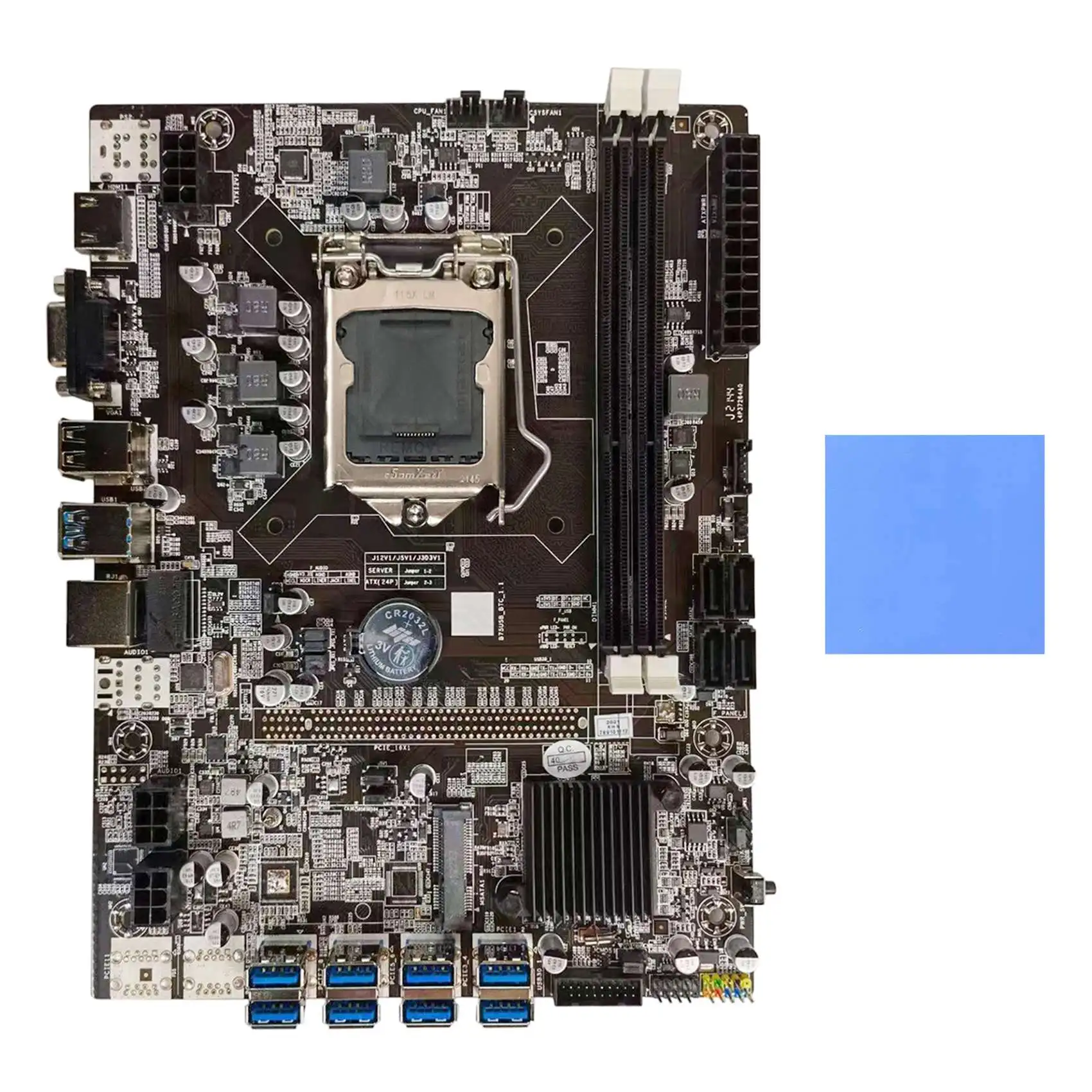 

B75 BTC Mining Motherboard+Thermal Pad LGA1155 8XPCIE USB Adapter Support 2XDDR3 MSATA B75 USB BTC Miner Motherboard