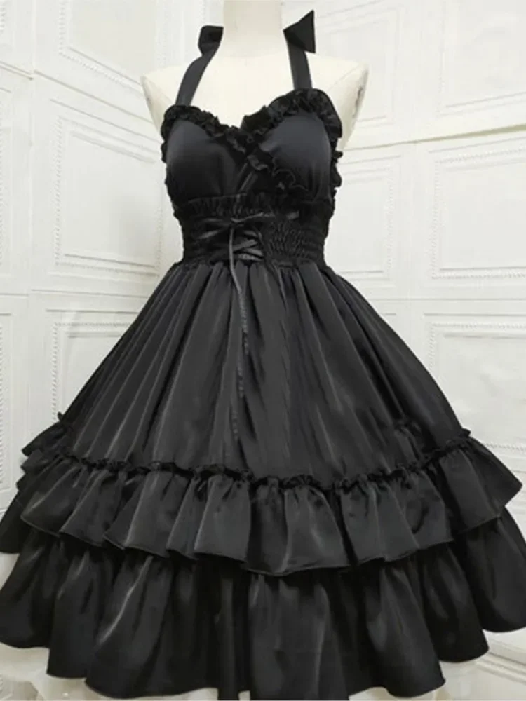 Moda słodka sukienka wiązana na szyi kobiety Y2K Retro jednolita, składana sukienka bez rękawów lato nowa seksowna Backless Ladies Camis Vestidos