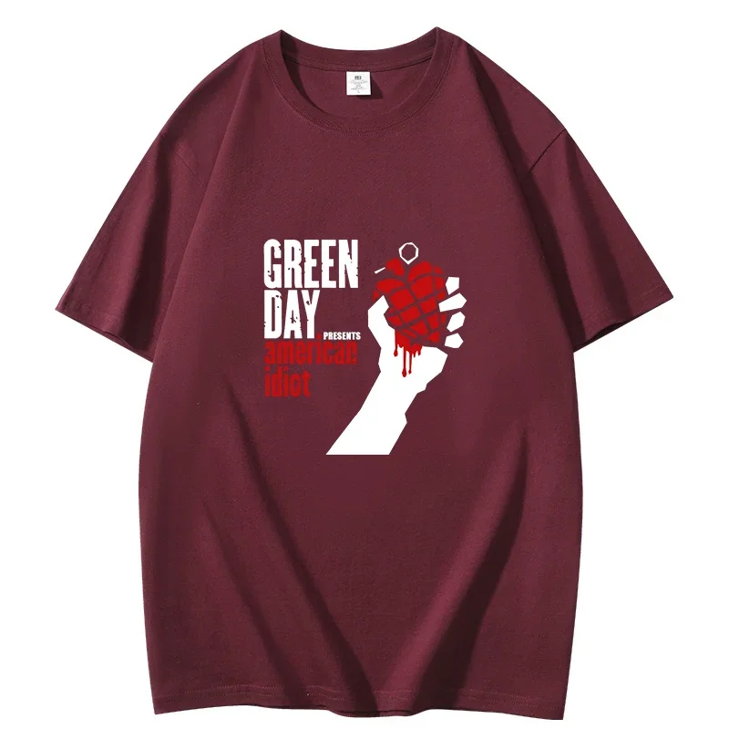 100% Cotton Men GREEN DAY Printed T-shirts 2024 Summer Women Oversized T-shirts Novelty Funny Streetwear Summer Comfortable Tee