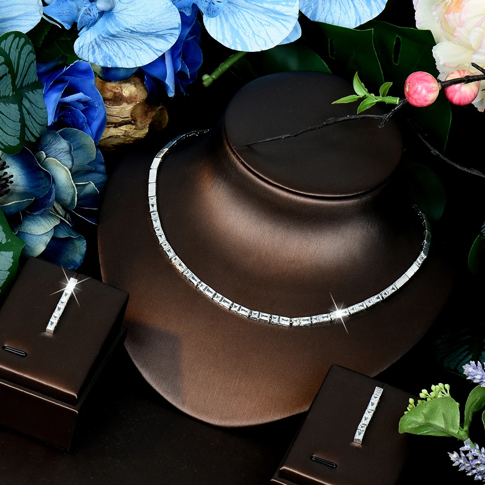 HIBRIDE Simple Elegance 2 Piece Necklace and Earrings Middle Eastern Everyday Jewelry Women's Wedding Travel Prom Gift S-1276