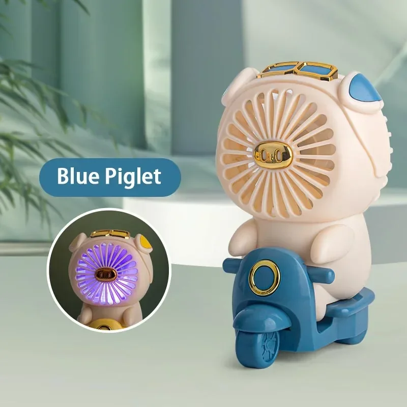 Rechargeable Mini Fan Cute Pet Desktop Fans For Students Silent Usb Fan With Night Light Two Wind Speed Air Cooler
