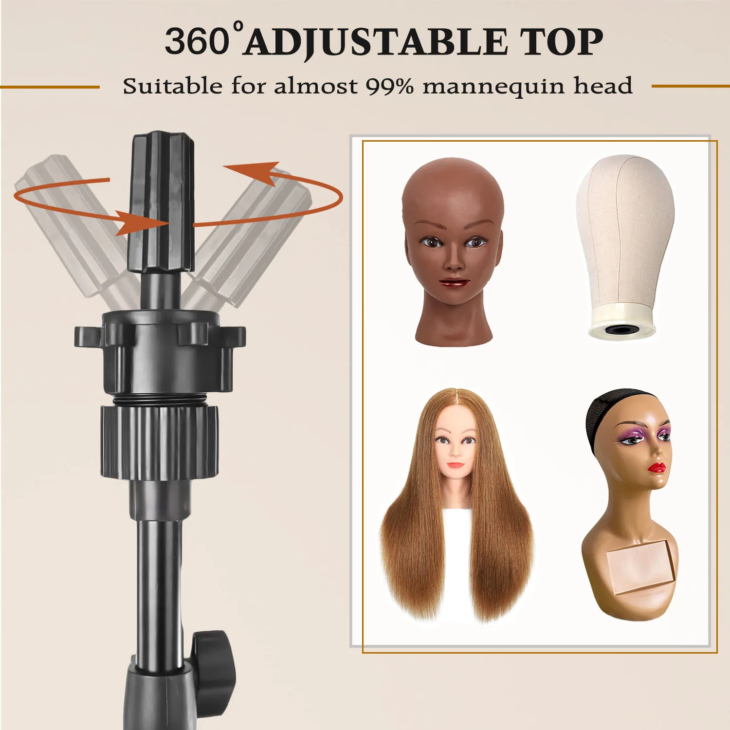 21-23inch Canvas Block Head Mannequin Wig Head Wig Stand Tripod with Head, Mannequin Head Wig Display Styling Head With Stand