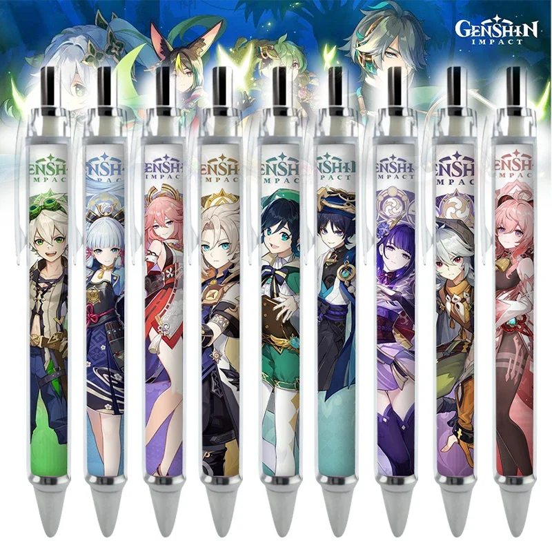 2/4PCS Genshin Impact Albedo Raiden Shogun Venti Wanderer Razor Gel Pens Kawaii Anime Game Stationery School Writing Supplies