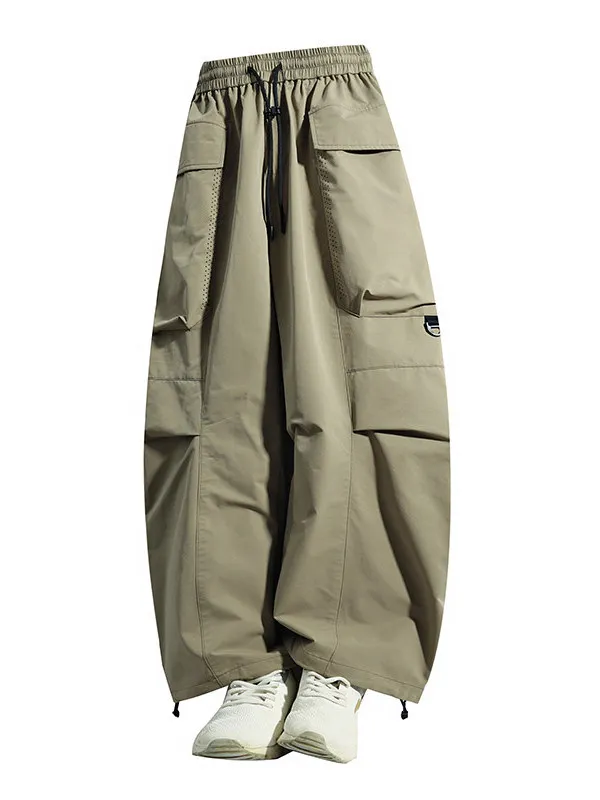 

Повседневные мужские рабочие брюки в американском стиле, широкие, свободного кроя, весенние, модные, прямые, с множеством карманов, из полиэфирного волокна