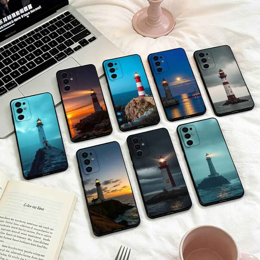 

Lighthouse Phone Case For Samsung S25,24,23,22,30,21,10,9,Ultra,Plus,Lite,FE,4,5 G Soft Black Case