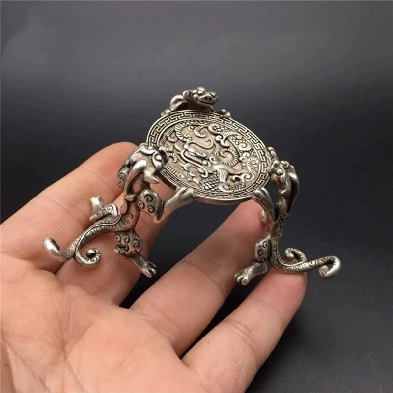 White Copper Dragon Oil Lamp Antique Bronze Ware Pixiu Candle Holder Home Buddha Hall Decoration Handicraft