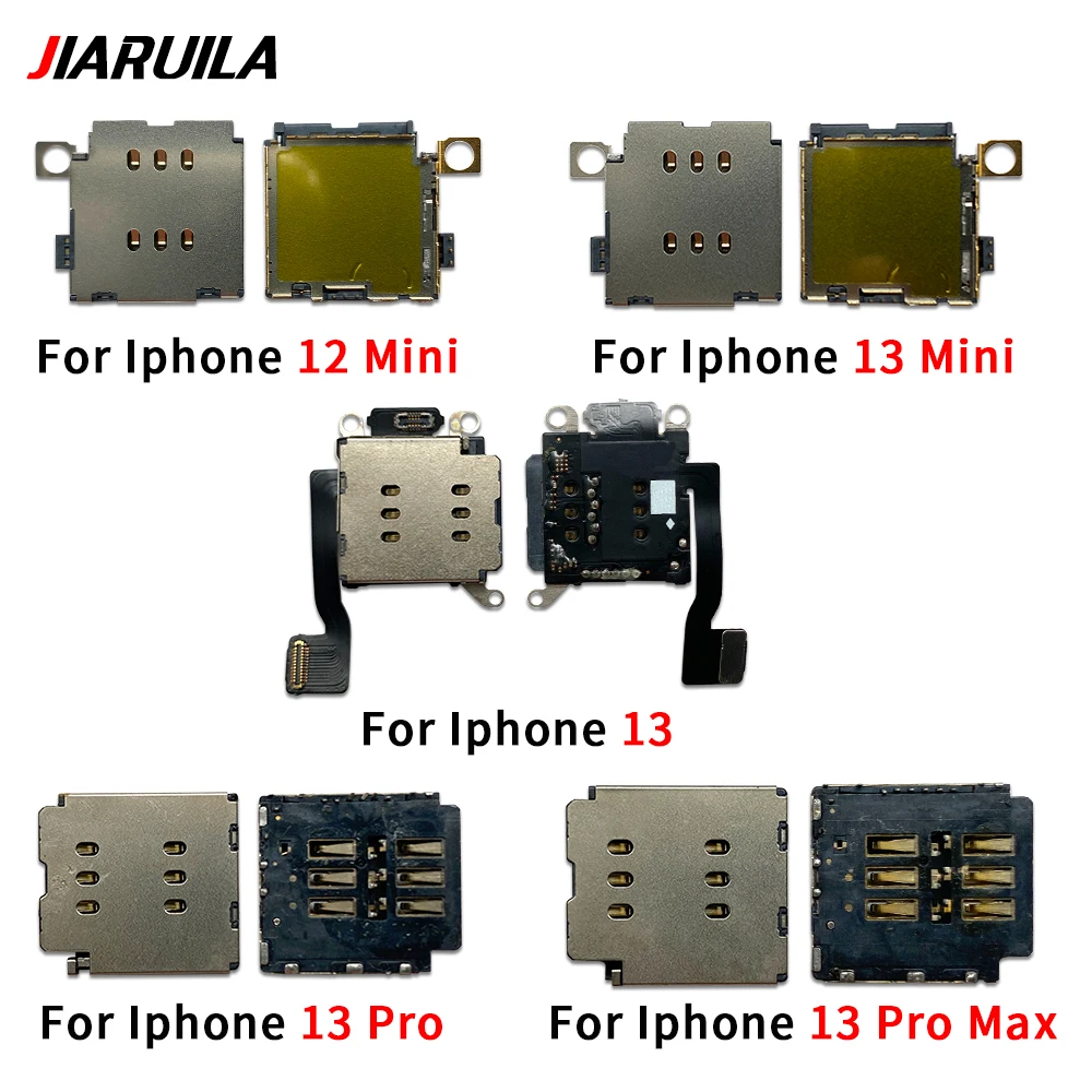 Dual SIM Card Tray Holder Socket Slot For Iphone 15 14 13 12 Pro Max Mini Plus Reader Replacement Parts