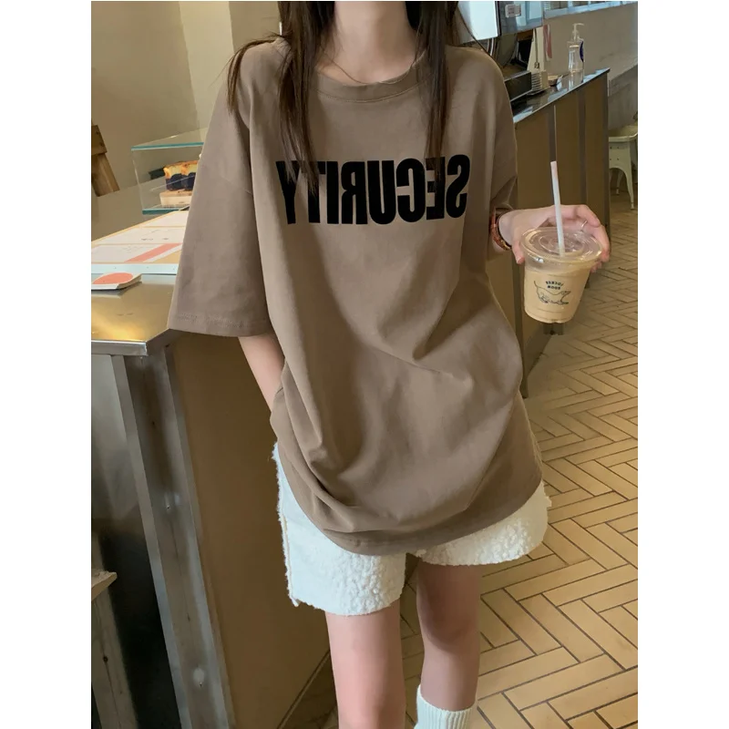 

Women's Clothing Quality Pure Cotton Short Sleeves T-shirt for Women Summer Casual Retro Loose Printed Commuting Pullover Top