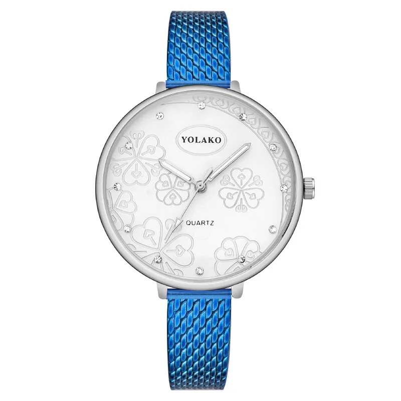 Fashion diamond inlaid printed women's watches, women's watches, plastic strap quartz watches, wristwatches