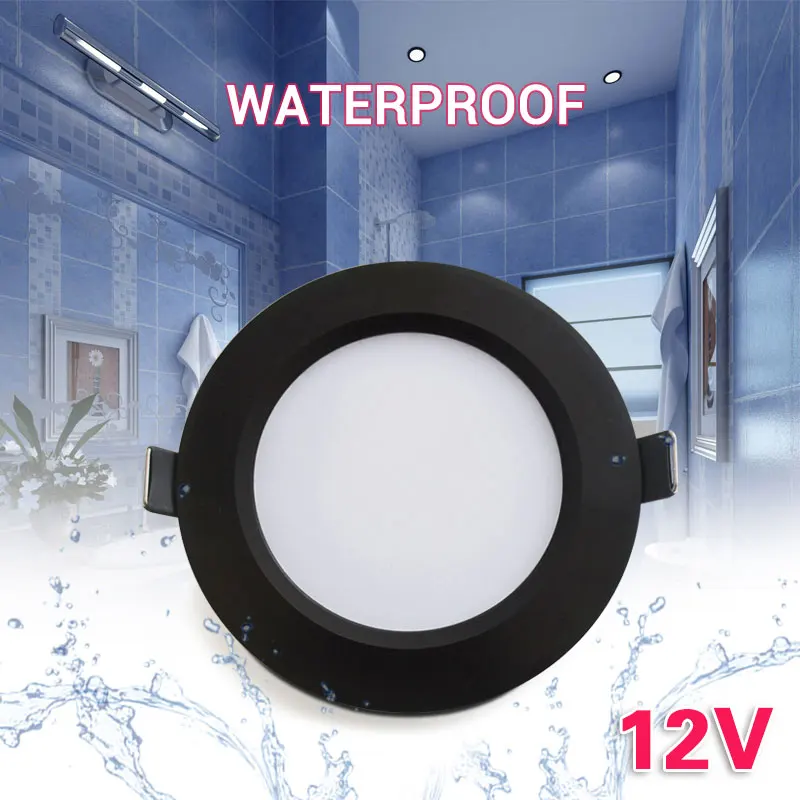 LED Downlight 12V Waterproof IP65 7W 9W 12W 15W 3W 5W Black Ceiling light Spot Lamp for bathroom Outdoor and indoor Lighting