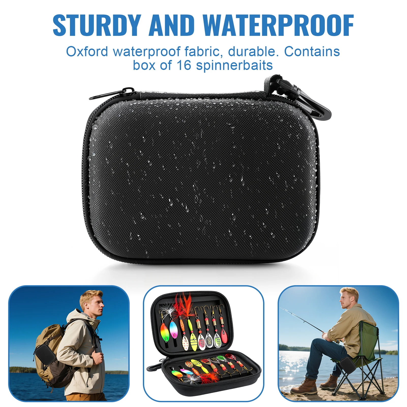 16 قطعة مجموعة طعوم صيد السمك الدوارة مع صندوق معالجة شفرات معدنية مركبة دوارة باس سمك السلمون المرقط صيد الأسماك في المياه العذبة والمياه المالحة #2