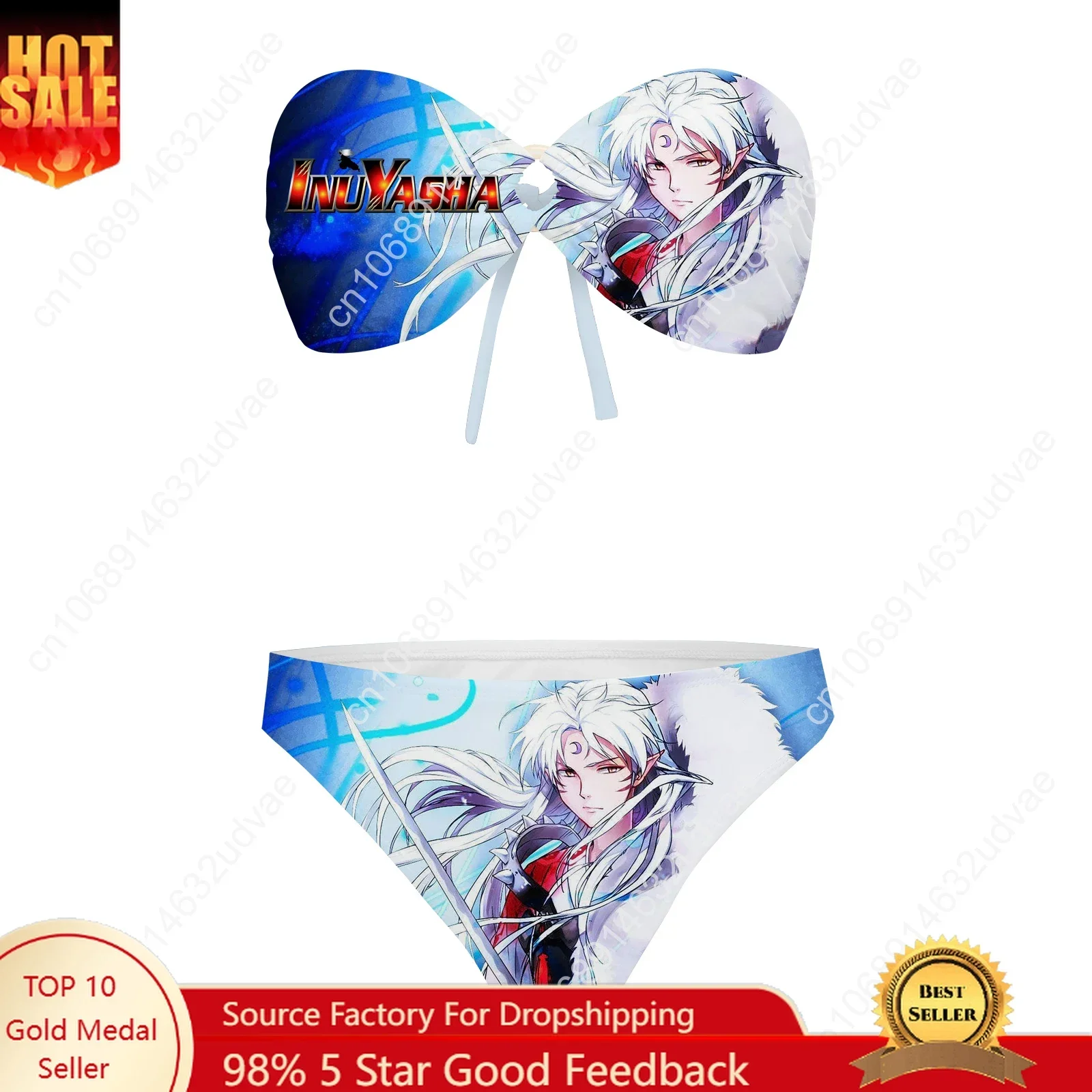 Inuyasha Sesshomaru Strapless Swimsuit Womens Bathing Suits Personalized Fashion Swimwear Pool Party Bikini Customize Beachwear
