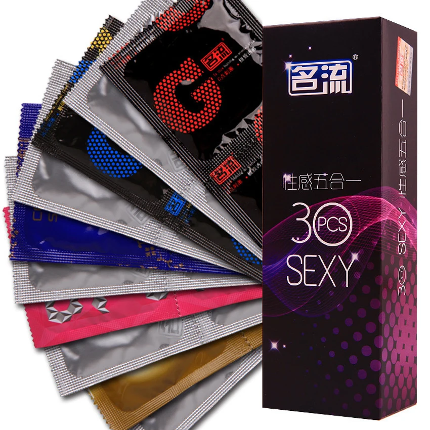 Mingliu 30pcs 5 Types In One Ultra Thin Condoms Sexy Latex Dots Pleasure Natural Rubber Condones Male Contraception Penis Sleeve