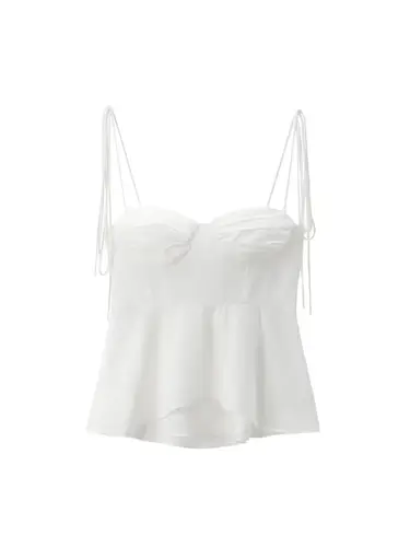 Imagen 2 del producto Tops corpiño asimétricos para mujer, cuello corazón, tirantes finos atados, cremallera lateral, camisola femenina, moda sexy