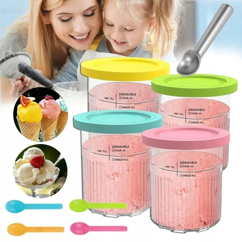 Contenants de remplacement pour les pots Ninja Creami Deluxe, couvercles, contenants pour crème glacée crémeuse, ensemble de tasses, taille familiale, compatibles