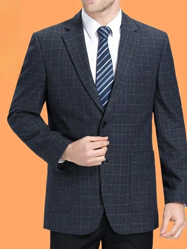 

Мужской шерстяной костюм для среднего возраста: повседневный, для свадьбы, деловой, в клетку, не требует глажки, комфортный крой, деловой стиль