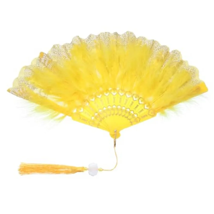 

PATIKIL Embroide Flower Marabou Feather Fan, 1920s Vintage Folding Handheld Fan Chinese Flapper Hand Fan for Costume Party Danc