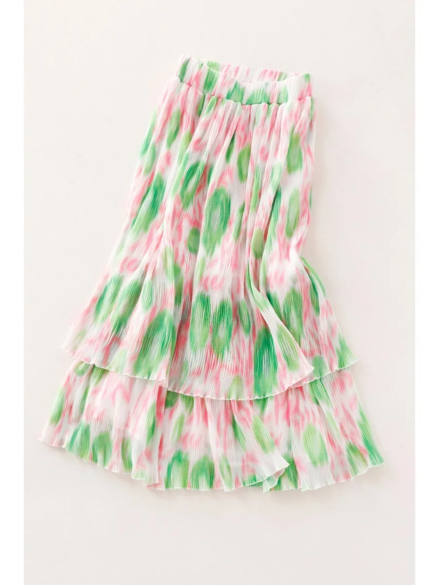 تنورة شيفون بطيات بطبعة زهور حلوة على الموضة لعام 2026 بالإضافة إلى تنورة بحافة مكشكشة ومقاسات كبيرة #3