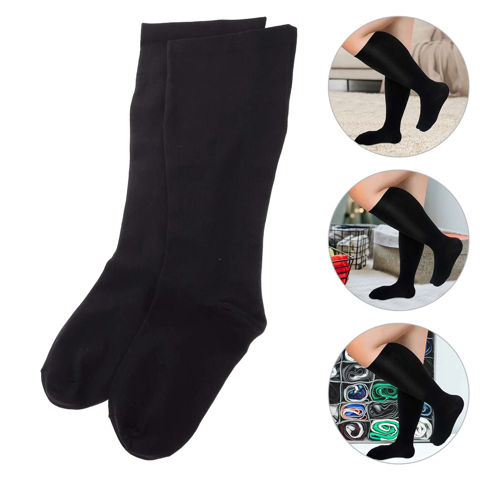 

1Pair Compression Socks Men Women Wide Calf Support Breathable Sweat Proof Gym Running Sports Long Size Comfort Fit