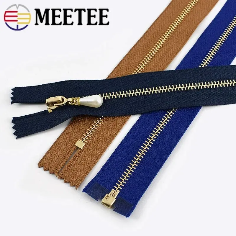 3Pcs Meetee 3# 15-70cm Metal Zippers Auto Lock Decor Zip Open/Close-End Zipper Bag Clothes Jacket Zips Repair Sewing Material