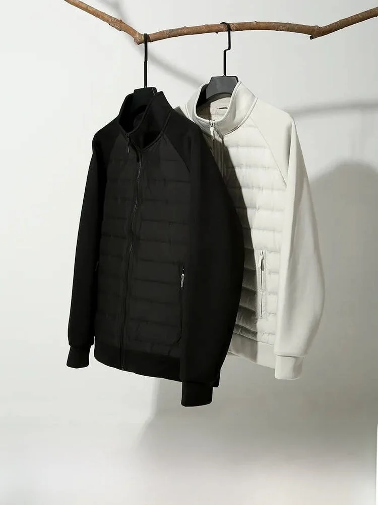 

Lightweight 90 Du down Jaet Stand Collar Padded Coat Men's Autumn Winter Outerwear Air Layer Splicing Casual Sle