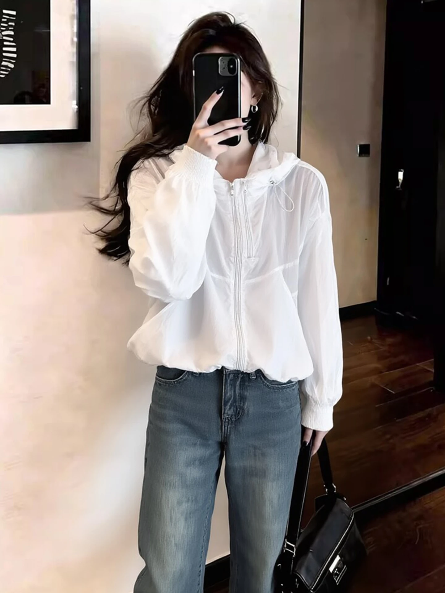 

Fashionable Long Sleeve Zipper Hoodie Women's Jacket Spring Season Straight Cut Style Commute Friendly Design Unique Sensation