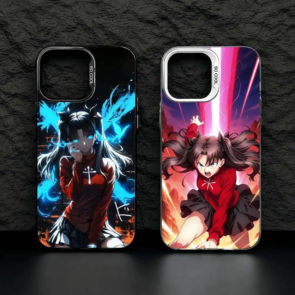 Funda para Teléfono Game Rin Tohsaka, iPhone 11/12/13/14/15/16/17 Pro Max, Funda de TPU Aurora, Antigolpes, Delgada y Elegante
