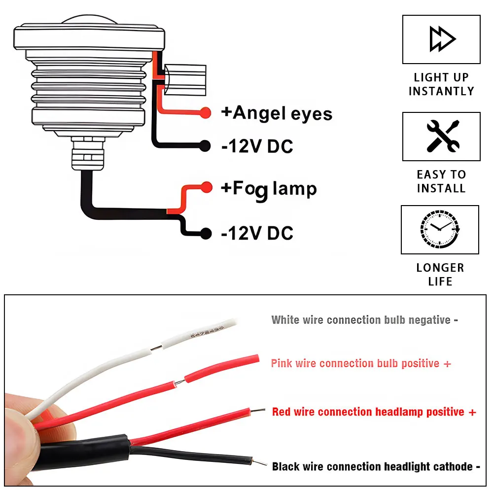 Automobile Projector Led Fog Lights 6000K Halogen Angel Eye DRL Daytime Running Fog Lamp for toyota corolla jeep 2.5\