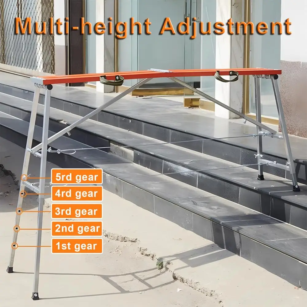 Verstelbaar draagbaar steigerplatform 71 ''660 lbs capaciteit Zwaar uitgevoerd aluminium staal Opvouwbare werkbank Bouwhuis