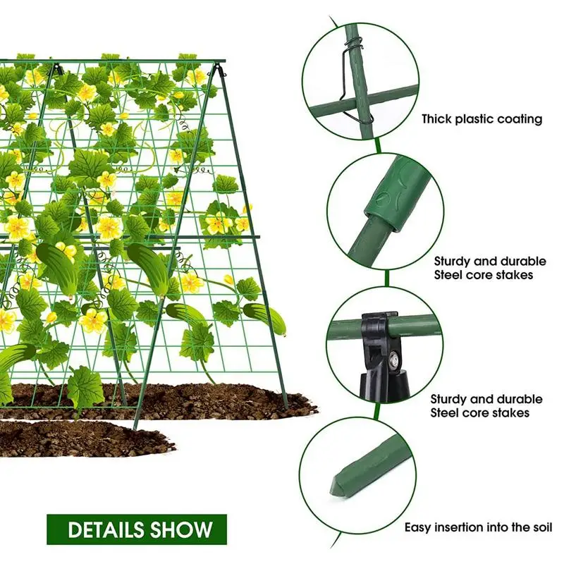 Imagem -03 - Pepino Treliça Grupo A-frame para Jardim Vegetal Planta Crescer Suportes Planta de Escalada Destacável Rede e Clipes 48