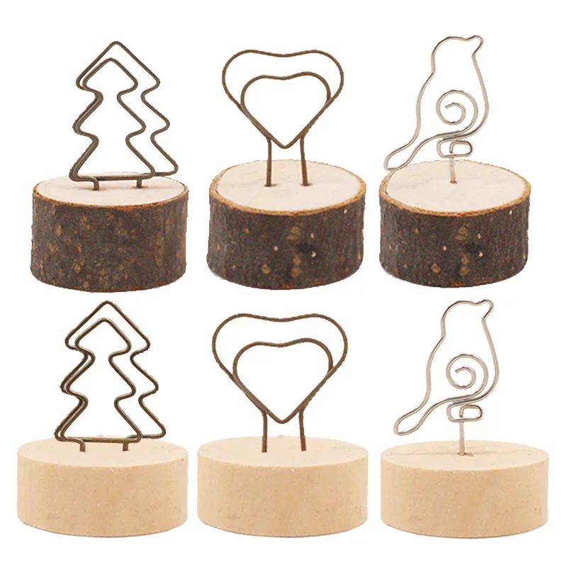 

10PCS Wood Table Number Holders Stands Christmas Wedding Wooden Base Place Card Holders Picture Holders for Centerpieces Stand
