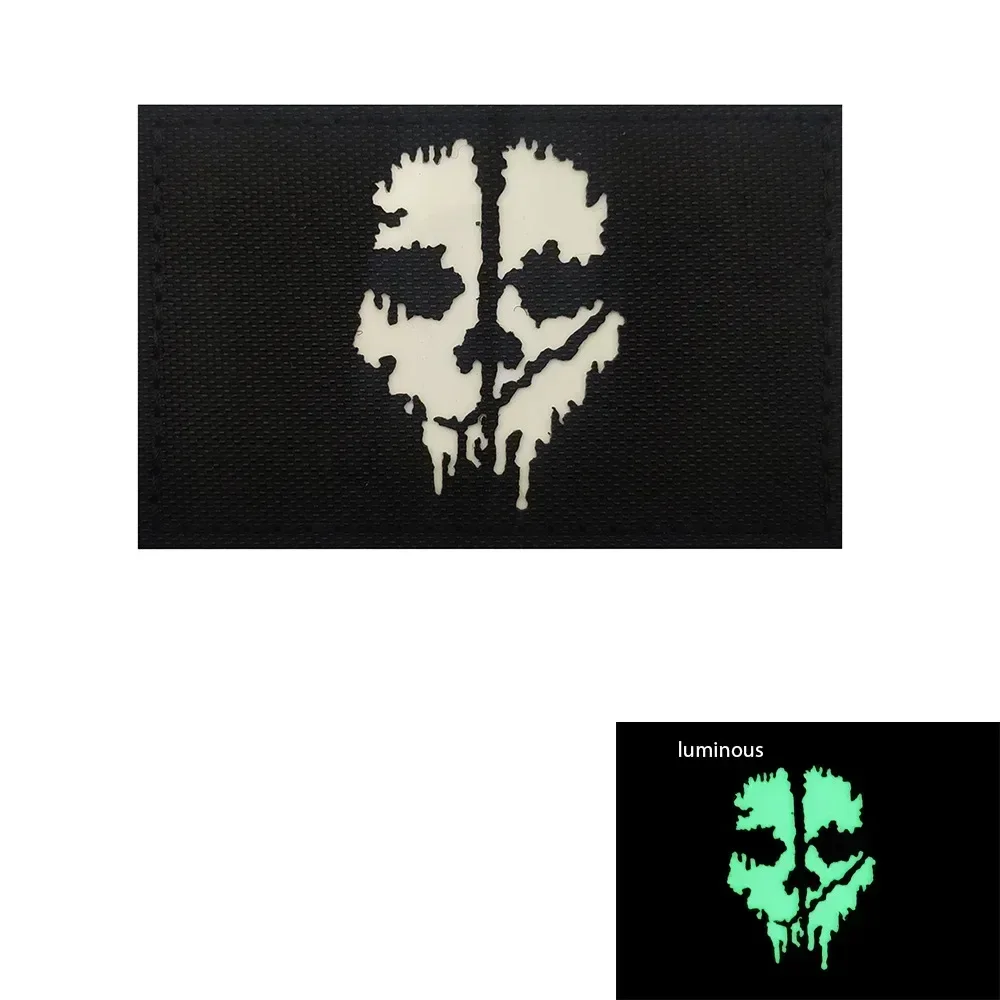 3D PVC Call of Duty Ghost  Hook and Loop Patch Mask Morale Badge Luminous Patches Tactical Backpack Stickers Emblem Accessories