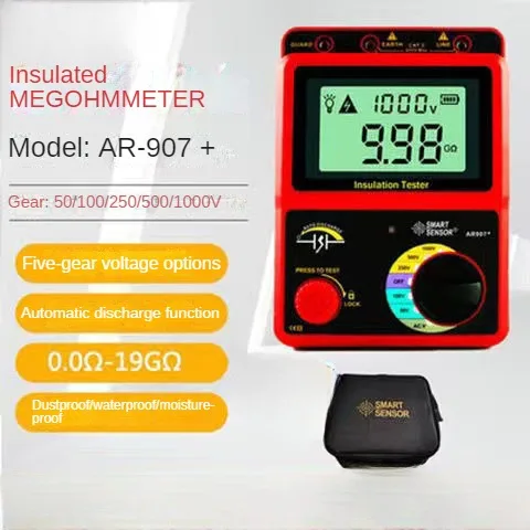 AR907+/AR907A+ SMART Sensor Digital High Voltage Insulation Resistance Tester Meter Voltage Meter  Testing Multimeter