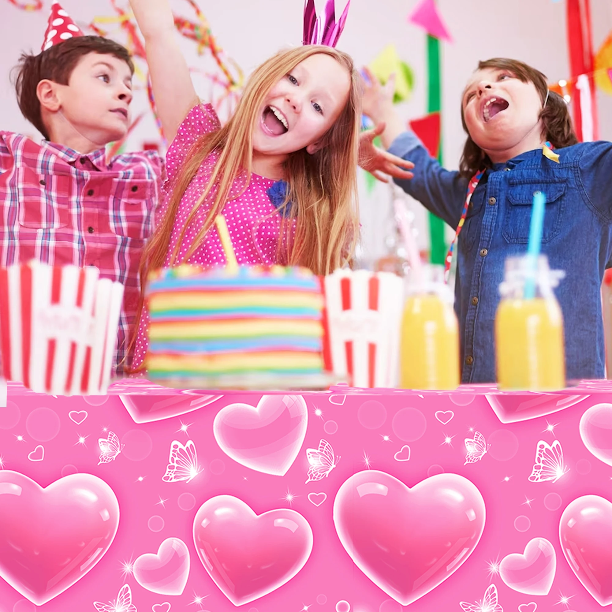 130*220 سنتيمتر الوردي الحب القلب البلاستيك مفرش المائدة غطاء الطاولة PE لعيد الحب لوازم حفلات أعياد الميلاد #3