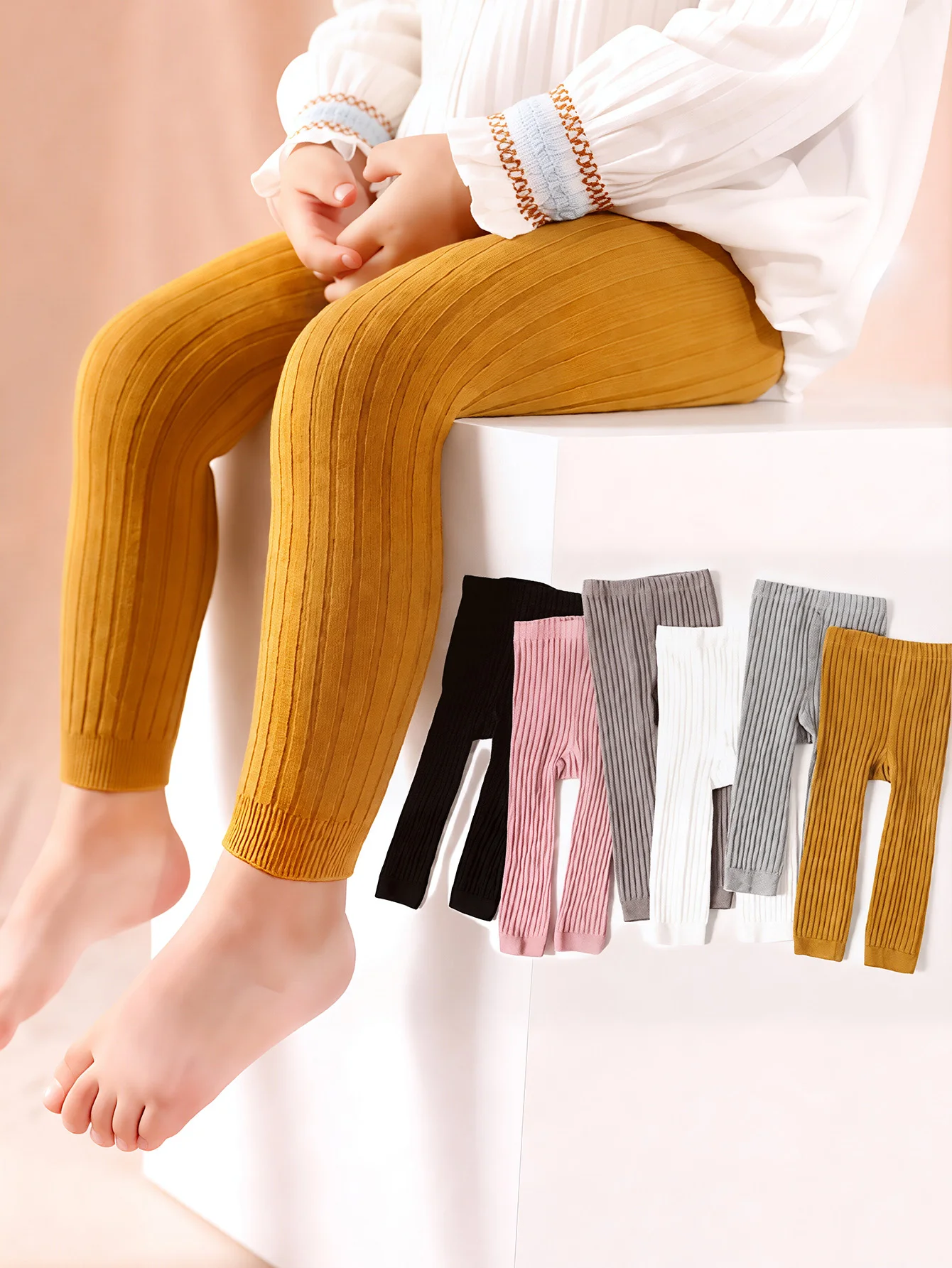 

1 Piece of Baby Girls Striped Leggings, Fashionable Soft Footless Toddler Tights Suitable for Little Girls Aged 1-9 Years Daily Wear