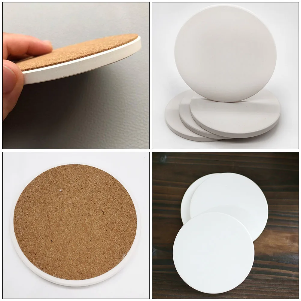 

12 Pcs Ceramic Coaster Cup Mat Absorbent Heat Insulation White 10 3cm Round Car Cup Pad Table Protector Anti Slip Stable Home