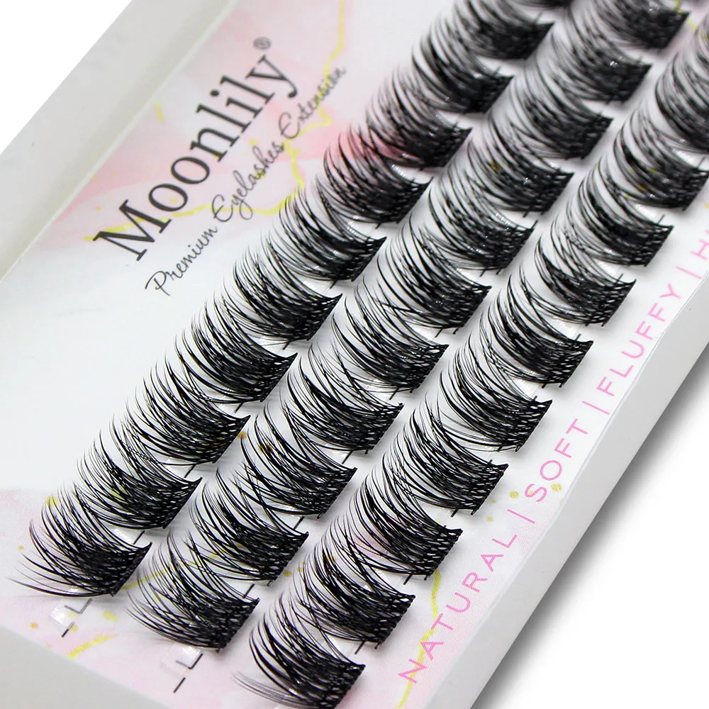Moonlily Milk Segmented Dense DIY Cluster False Eyelashes Extension Natural Style Professional Makeup Silk Triple Lashse