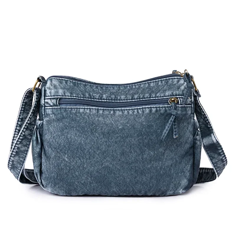 Imitation Denim Sewing Rivet Zipper Fashion PU Shoulder Bags Casual Crossbody Bag 2024 Hot Sale Bags for Women Bolsas Femininas