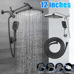 12 Inch Fixed Shower Head/Handheld Shower Head Combo Height/Angle Adjustable Hand Shower Head Shower Set Pressurized Shower Head