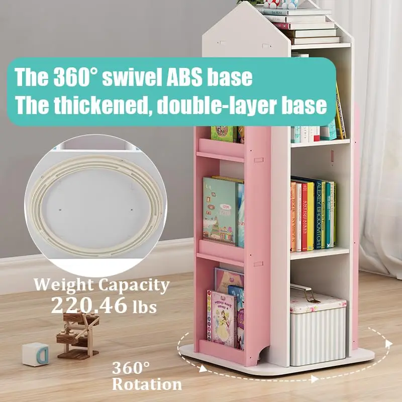 Libreria girevole a 4 livelli, 360 °     Libreria espositiva, libreria da terra, libreria per bambini per camera da letto, soggiorno, studio Ro