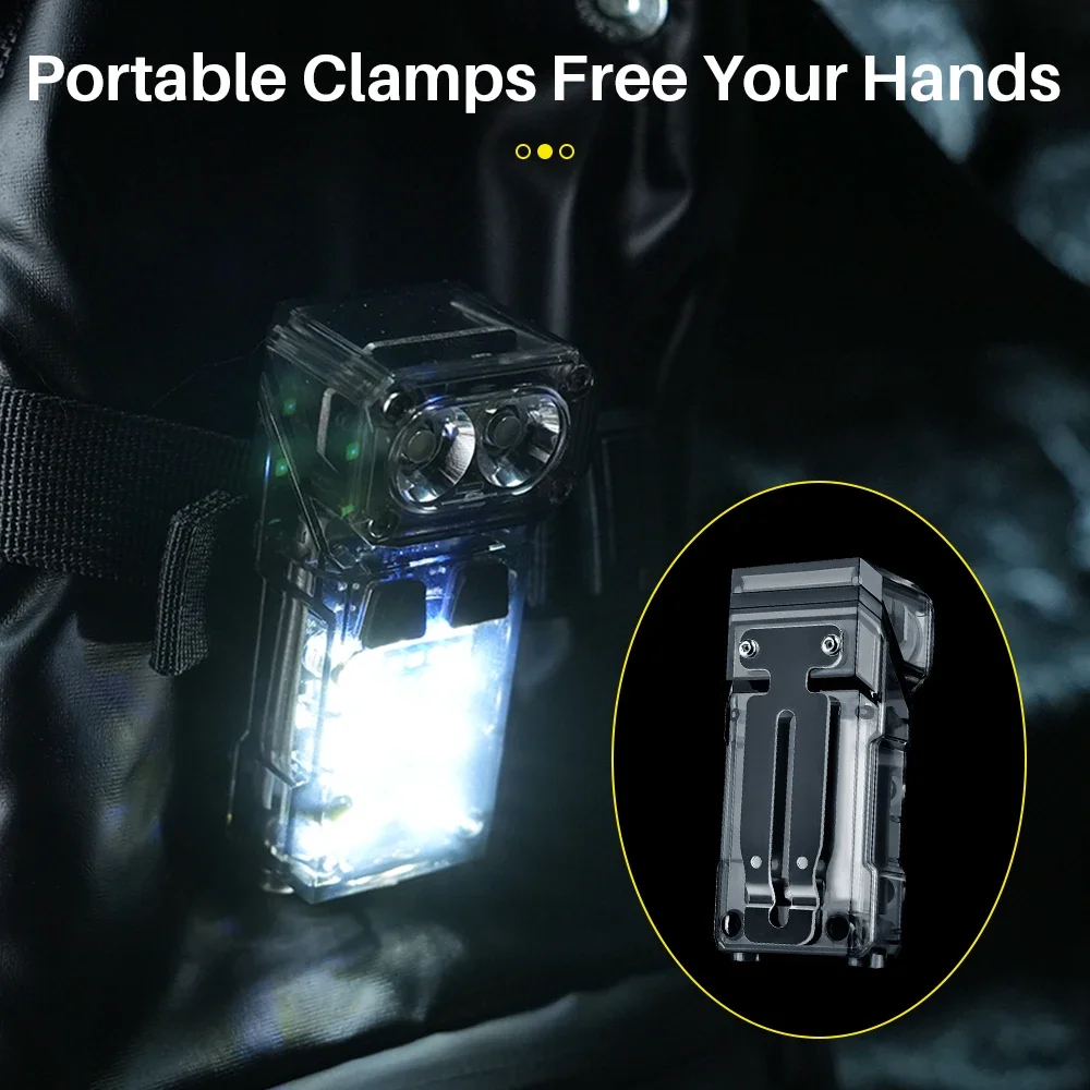 Portable Mini EDC Led Flashlight Rechargeable Sensor Head Flashlight Cap Clip Light Outdoor Fishing Camping Lantern Work Light