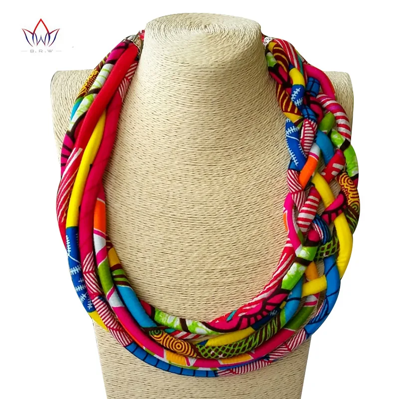 2023 New Style Choker Necklace For Women Rope Chain Statement Necklaces African Print Wax Multistrand Cotton Necklace BRW WYA074