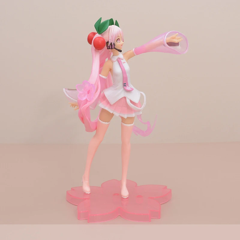 20CM Hatsune Miku Sakura Model Toy Gift Collection Action Figure Second Generation Sakura Pink Dress Up PVC Ornament Doll